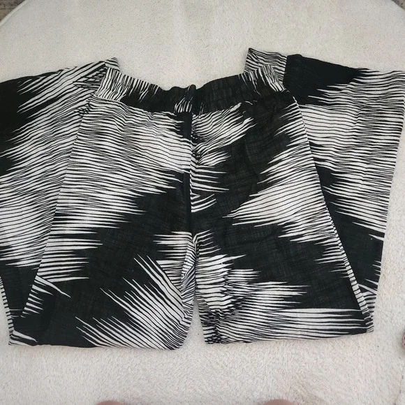 Kenneth Cole New York Womens Black White Abstract Cotton Wide Leg Pants Size 8 - Picture 4 of 8